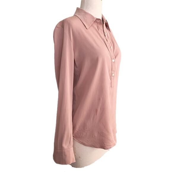 Daniela Corte Amano Mauve 100% Silk Button Front Blouse 38 XS Made in USA - Picture 2 of 6